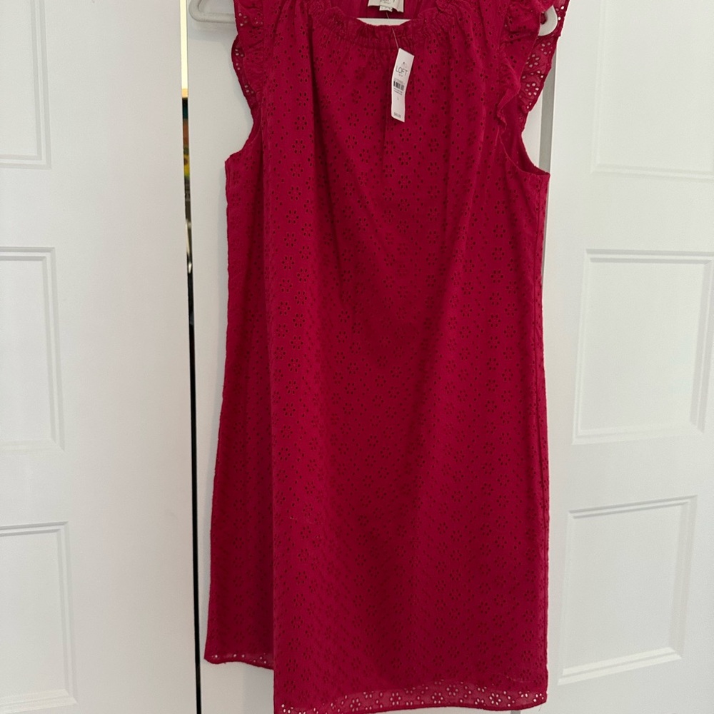 LOFT Vibrant Pink Eyelet Dress